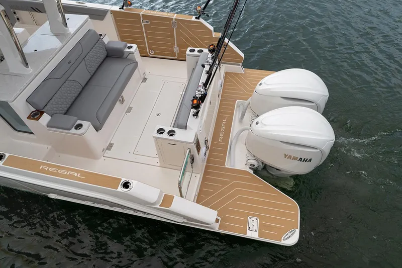 Slide: The Image of Manufacturer Provided Image: 2026 Regal 34 SAV boat with Yamaha engines, featuring spacious deck and seating. - 13