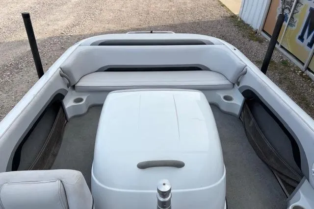 Slide: The Image of 2002 Moomba Outback boat interior with seating and storage compartments. - 8