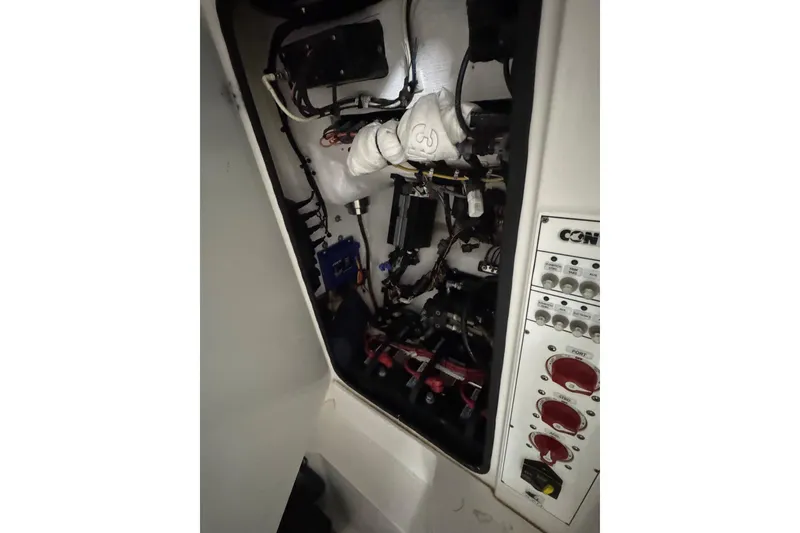 Slide: The Image of 2021 Contender 25 Tournament boat electrical panel and wiring system. - 12