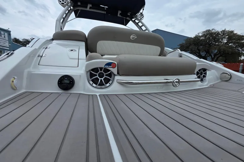 Slide: The Image of 2022 Crownline Eclipse E255 boat with sleek seating and modern design features. - 66