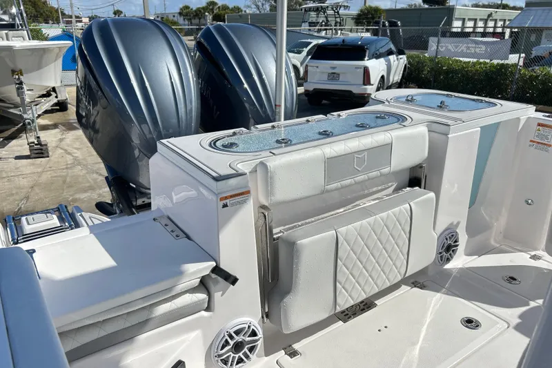 Slide: The Image of 2026 Sea Fox 288 Commander boat with dual engines and luxurious seating. - 10