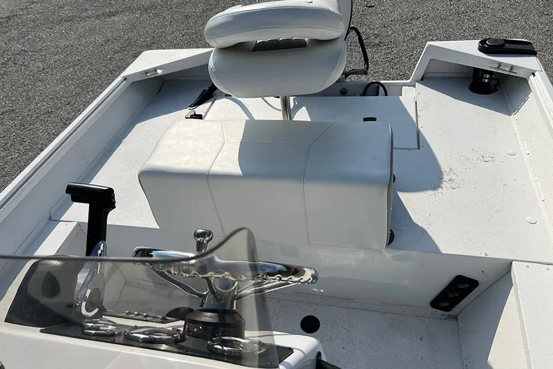 Slide: The Image of 2026 G3 Bay 17 boat interior with steering wheel and seating. - 9