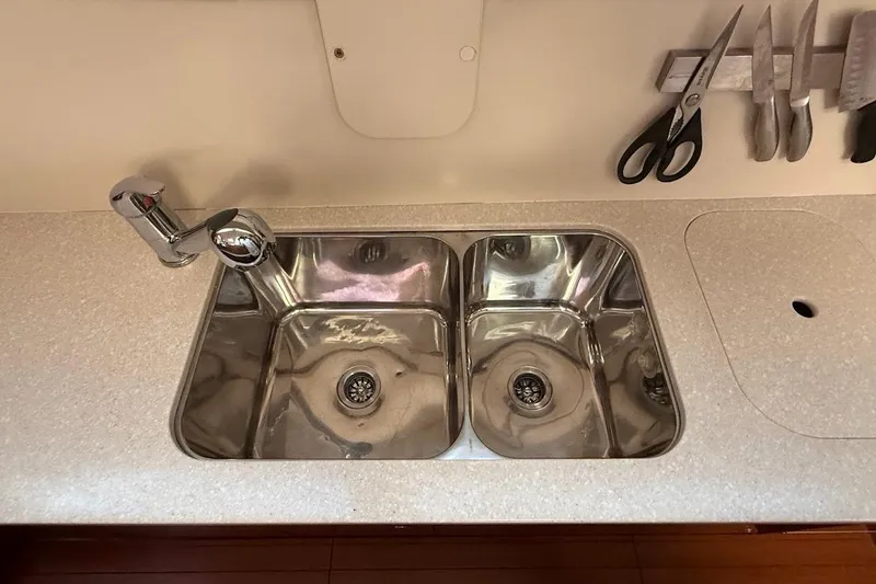 Slide: The Image of Stainless steel double sink in Gemini Legacy 35 yacht kitchen, 2013 model. - 21