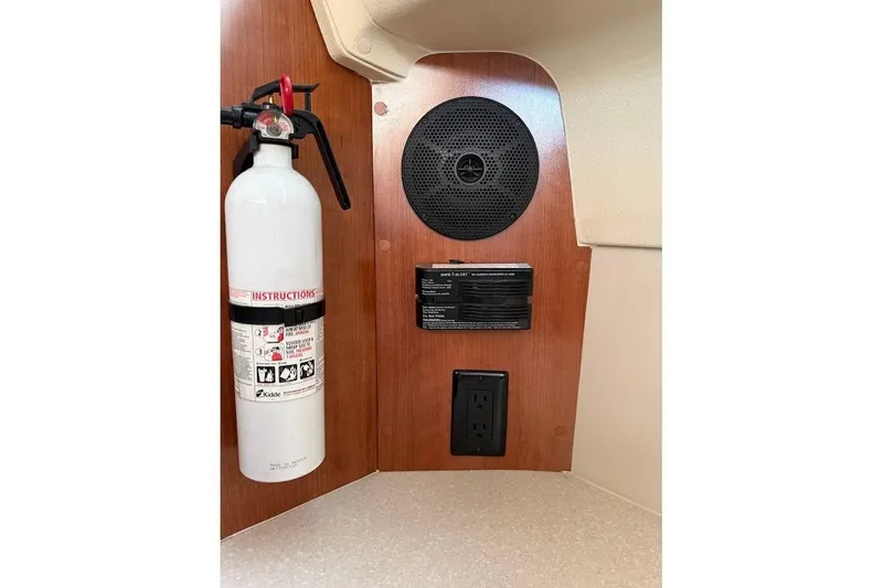 Slide: The Image of Fire extinguisher and speaker on Gemini Legacy 35 yacht, 2013 model interior. - 31