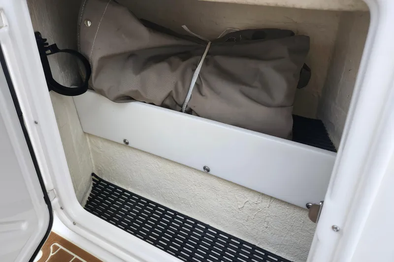 Slide: The Image of 2011 Regal 3060 Express Cruiser interior panel with speaker and storage compartment. - 13