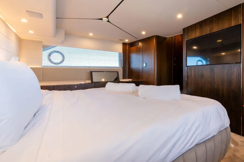 Slide: The Image of Luxurious cabin interior of 2026 Fairline Squadron 58 yacht with modern amenities. - 24