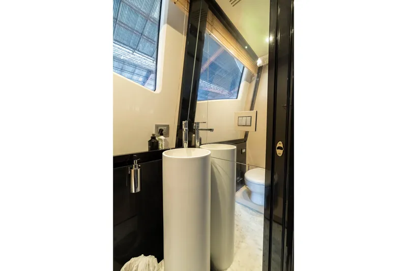 Slide: The Image of Luxurious bathroom interior of 2015 Azimut 80 yacht with modern fixtures. - 17