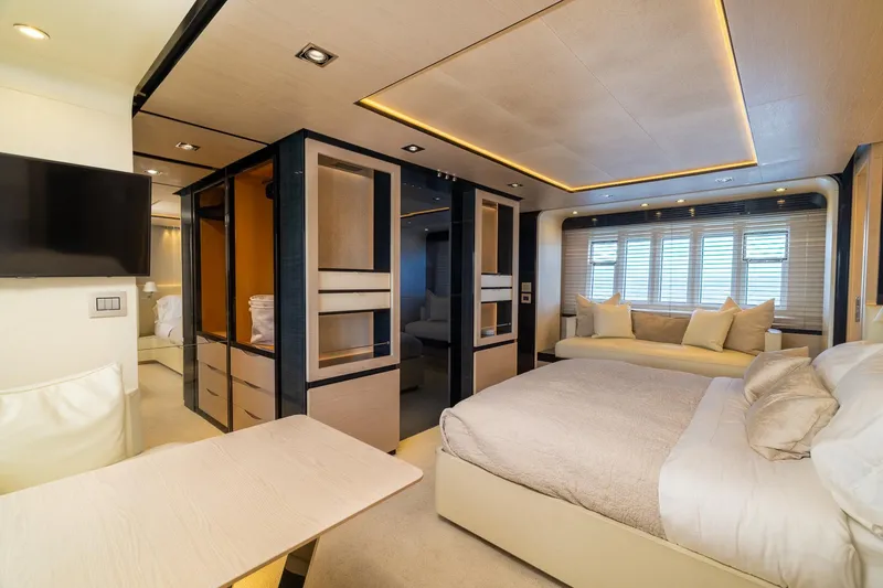 Slide: The Image of Luxurious interior of 2015 Azimut 80 yacht with modern bedroom design. - 33