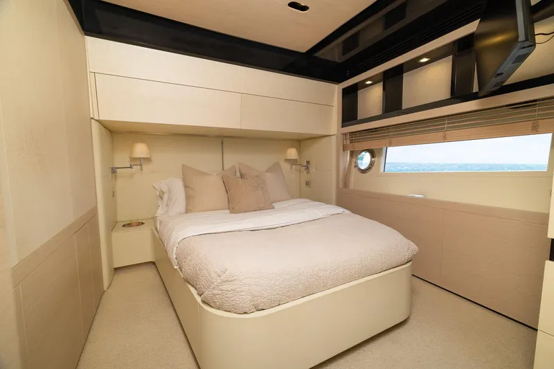 Slide: The Image of Luxurious bedroom interior of 2015 Azimut 80 yacht with modern design and ocean view. - 50