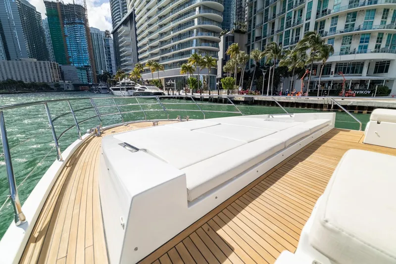 Slide: The Image of Luxurious 2015 Azimut 80 yacht deck with city skyline and waterfront views. - 60