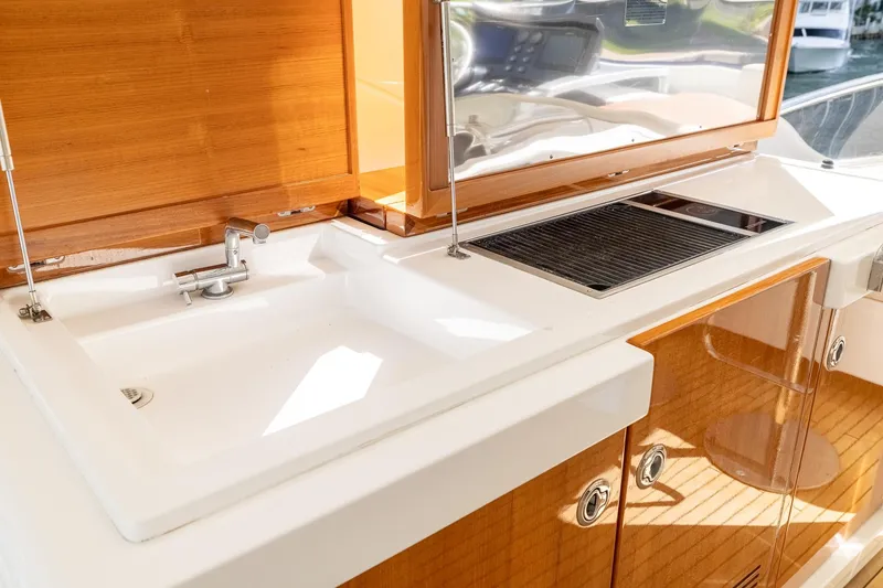 Slide: The Image of Luxury yacht Azimut 80 (2015) outdoor kitchen with sink and grill. - 75
