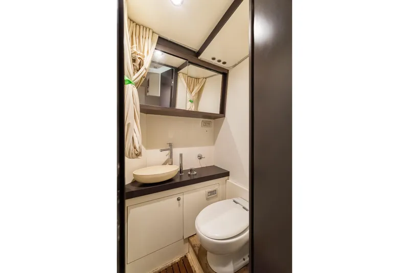 Slide: The Image of Luxurious bathroom interior of 2015 Azimut 80 yacht with modern fixtures and elegant design. - 95