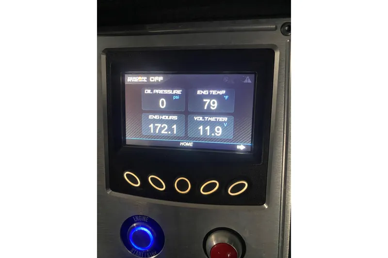 Slide: The Image of 2017 MASTERCRFAT NXT 20 dashboard display showing engine metrics and controls. - 13