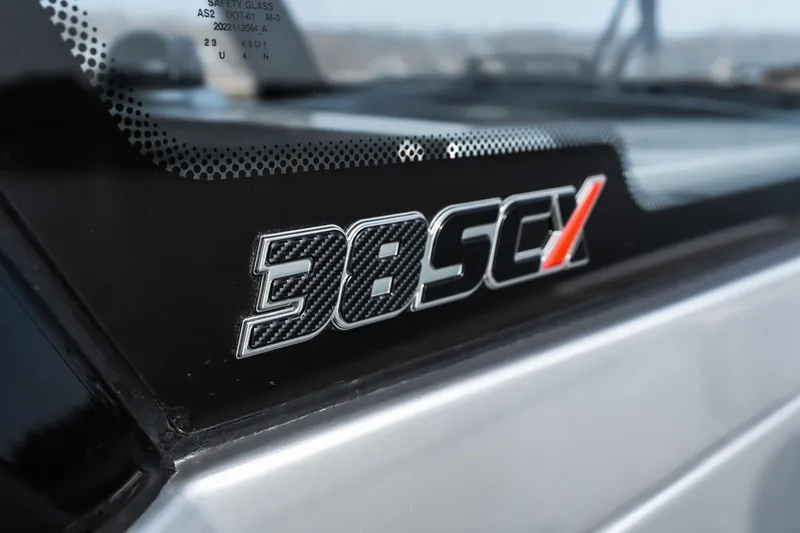 Slide: The Image of 2026 Fountain 38 SCX logo on sleek boat exterior. - 4