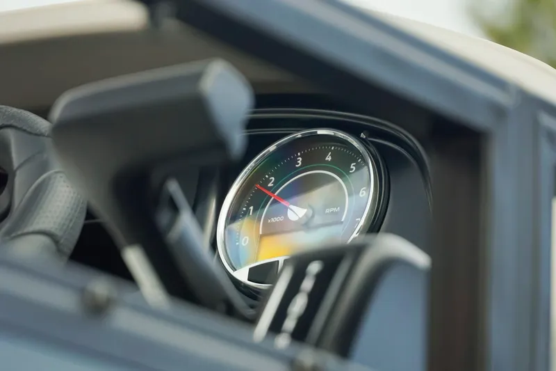 Slide: The Image of Close-up of Dockside 20 DQ 2026 dashboard tachometer, showing RPM gauge. - 17