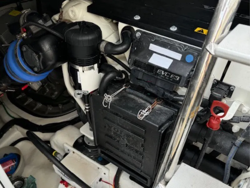 Slide: The Image of Engine compartment of 2017 Sabre 45 Salon Express boat, featuring EVC F3 system. - 11