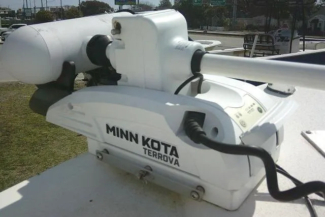 Slide: The Image of Minn Kota Terrova trolling motor on 2002 Parker 2501 Center Console boat. - 16