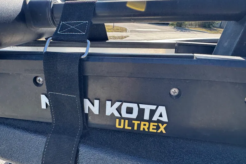Slide: The Image of Close-up of Minn Kota Ultrex motor with black strap, Express H20 2025 model. - 15