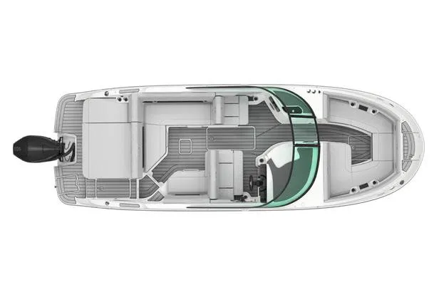 Slide: The Image of 2026 Sea Ray SDX 250 Outboard boat storage compartment open on deck. - 10