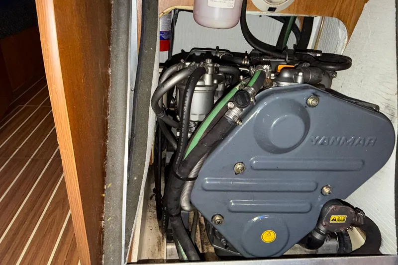 Slide: The Image of Engine compartment of a 2005 Hunter 38 sailboat with Yanmar engine. - 25
