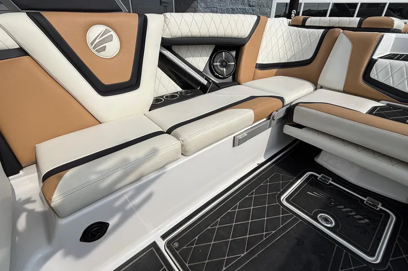 Slide: The Image of Luxurious interior of 2021 Tigé 25ZX boat with stylish seating and speaker system. - 41