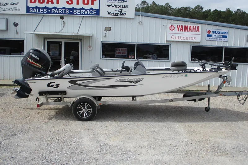 The Image of 2021 G3 Sportsman 1710 boat on trailer outside dealership. - 0