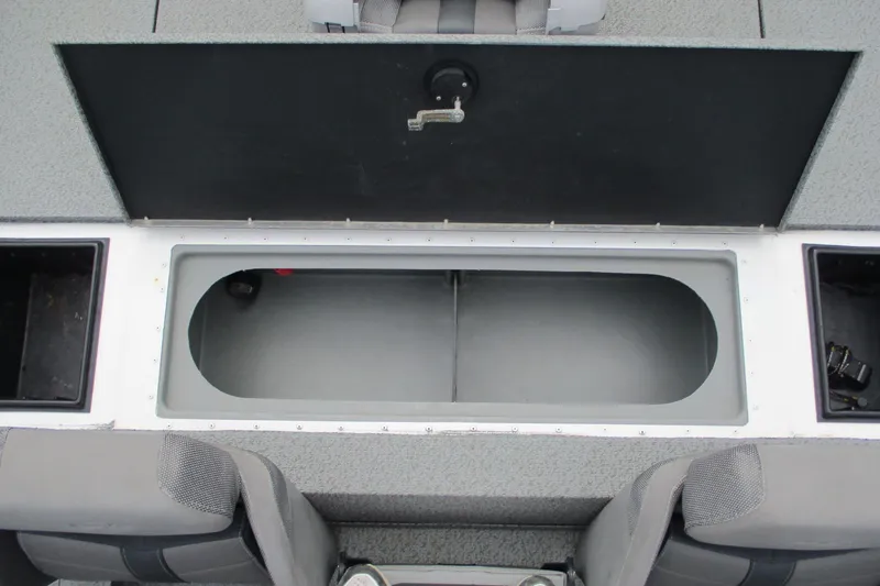 Slide: The Image of 2021 G3 Sportsman 1710 boat interior storage compartment with seating. - 11