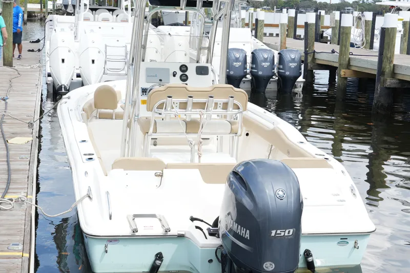Slide: The Image of 2018 Key West 219 FS boat docked with Yamaha 150 engine. - 37