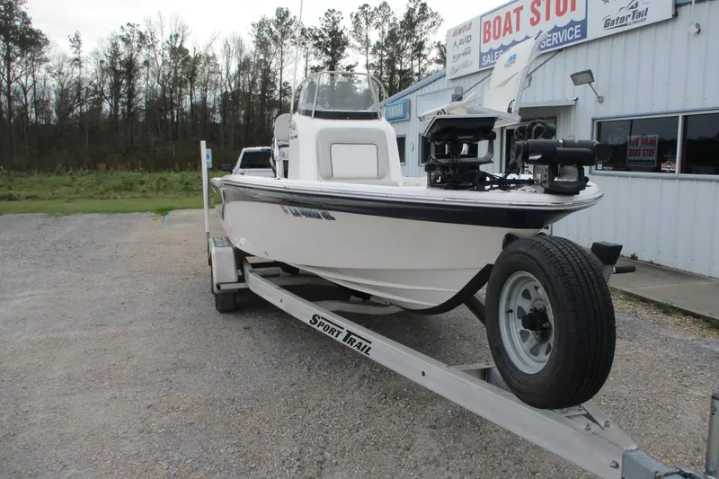 Slide: The Image of 2020 Sea Fox 220 Viper boat on trailer outside dealership. - 2