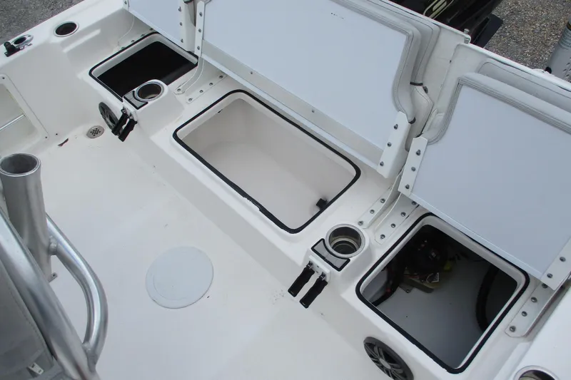 Slide: The Image of 2020 Sea Fox 220 Viper boat storage compartments and seating area. - 9
