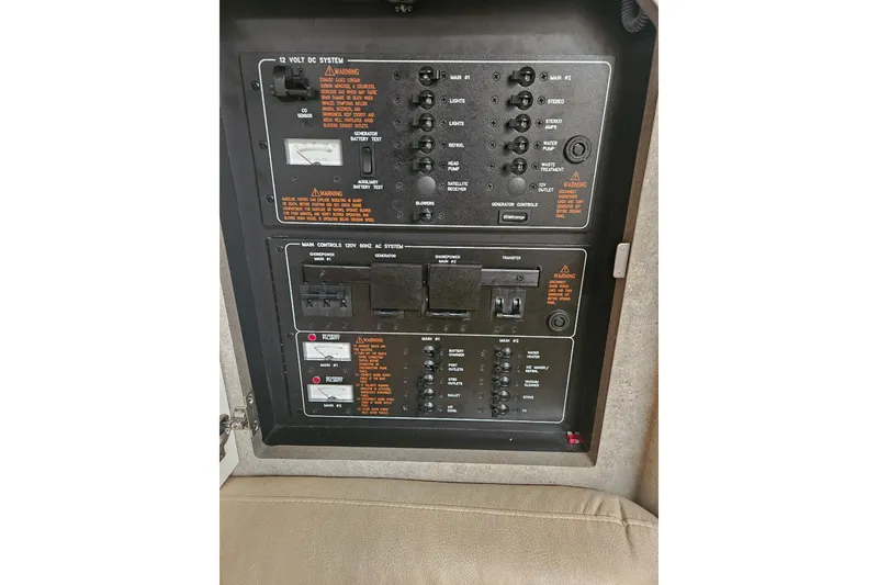 Slide: The Image of Electrical control panel of a 2010 Formula 34 Performance Cruiser boat. - 31