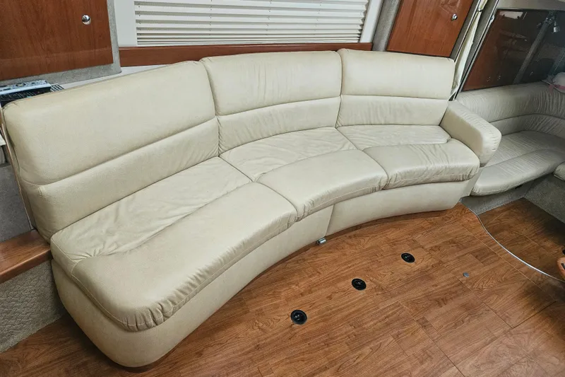 Slide: The Image of Luxurious beige leather seating in 2010 Formula 34 Performance Cruiser interior. - 57