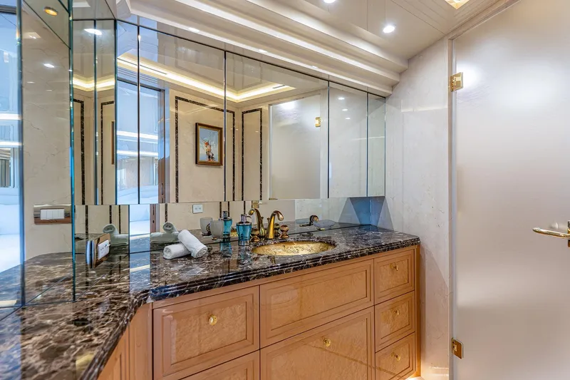 Slide: The Image of Luxurious bathroom on 2017 Sanlorenzo SD112 yacht with marble countertop and elegant fixtures. - 14