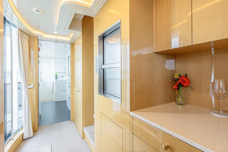 Slide: The Image of Luxurious interior of 2017 Sanlorenzo SD112 yacht with elegant wood finishes and modern decor. - 37