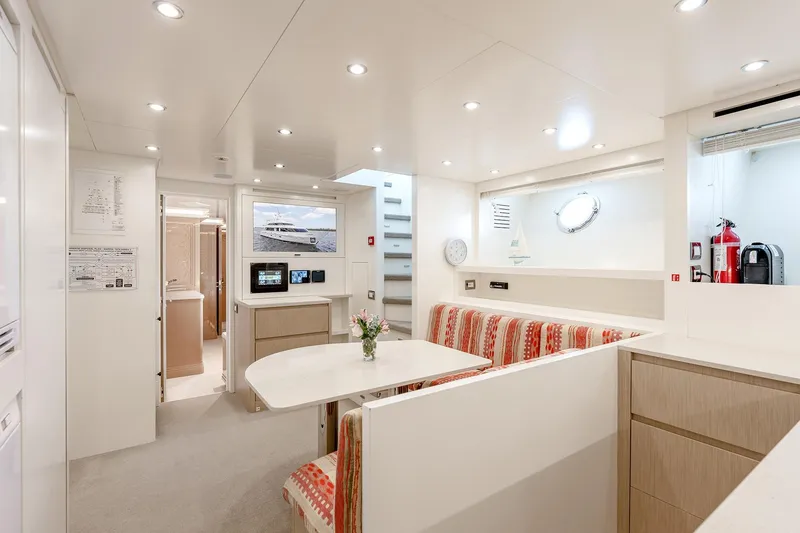 Slide: The Image of Luxurious interior of 2017 Sanlorenzo SD112 yacht with modern dining area and elegant decor. - 44