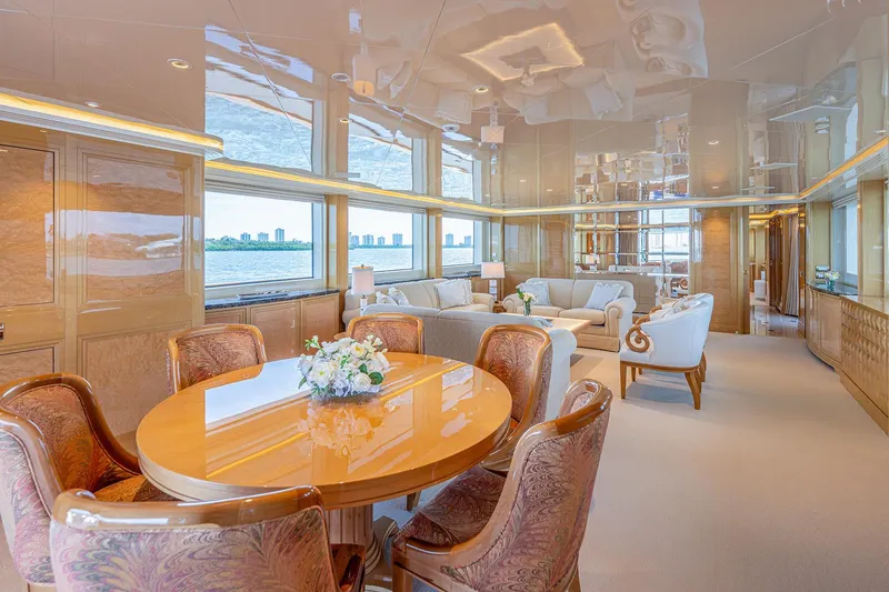 Slide: The Image of Luxurious interior of 2017 Sanlorenzo SD112 yacht with elegant dining and seating area. - 6