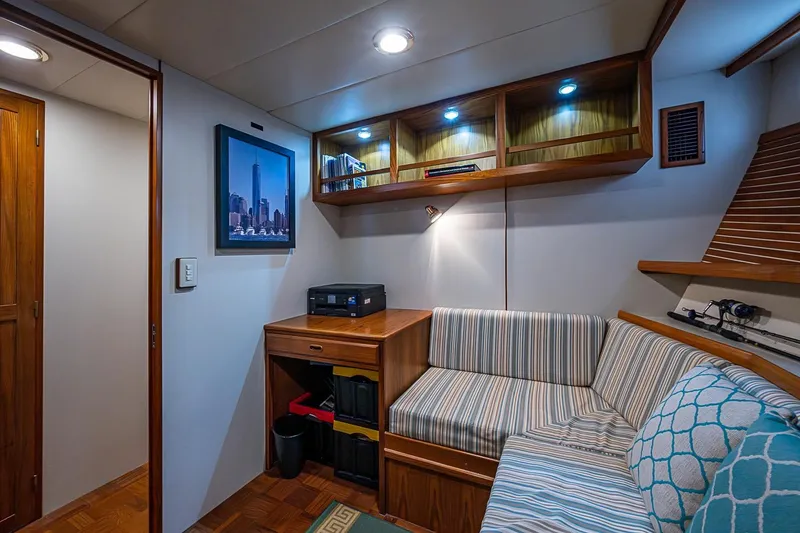 Slide: The Image of Luxurious interior of 2008 Kadey-Krogen 44 yacht with cozy seating and elegant wood finishes. - 36