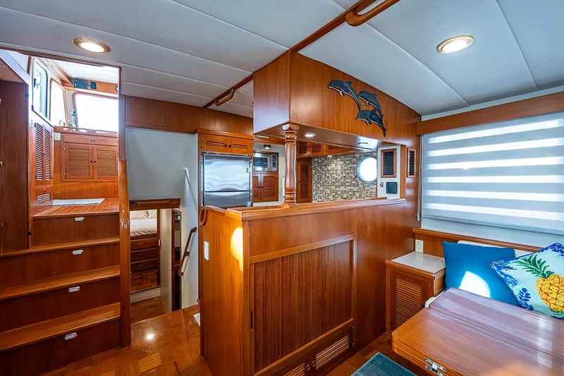 Slide: The Image of Luxurious 2008 Kadey-Krogen 44 yacht interior with wood finish and modern amenities. - 8