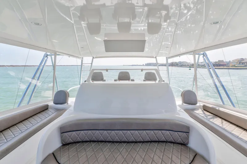 Slide: The Image of Control panel of a 2011 Viking 70 Convertible yacht with navigation displays. - 41