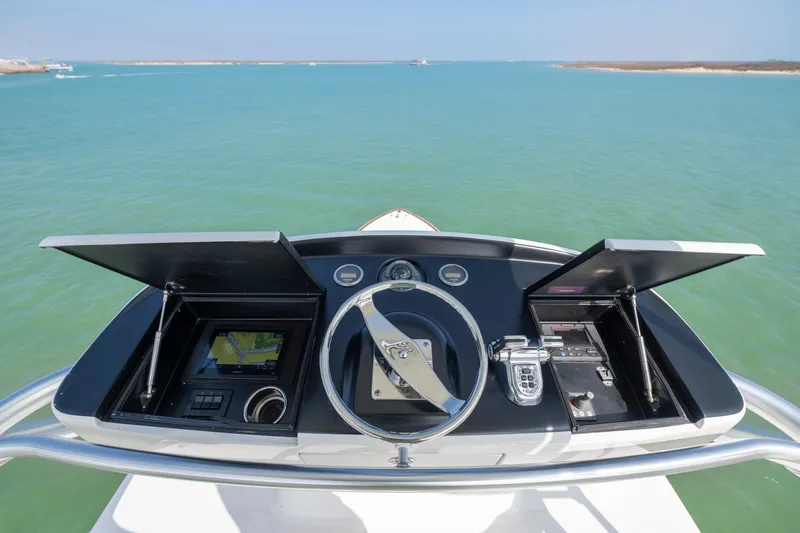 Slide: The Image of Luxurious 2011 Viking 70 Convertible yacht interior with ocean view and seating. - 45