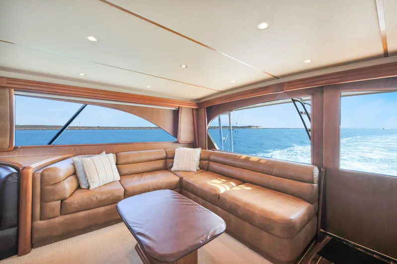 Slide: The Image of Luxurious interior of 2011 Viking 70 Convertible yacht with ocean view. - 9