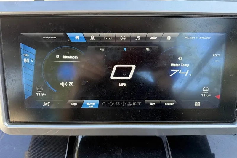 Slide: The Image of Touchscreen display of a 2024 Yamaha Boats 252SE showing navigation and system information. - 22