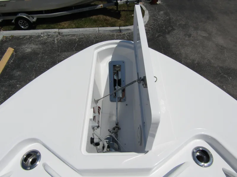 Slide: The Image of 2024 Wellcraft 352 Fisherman boat storage compartment open. - 5
