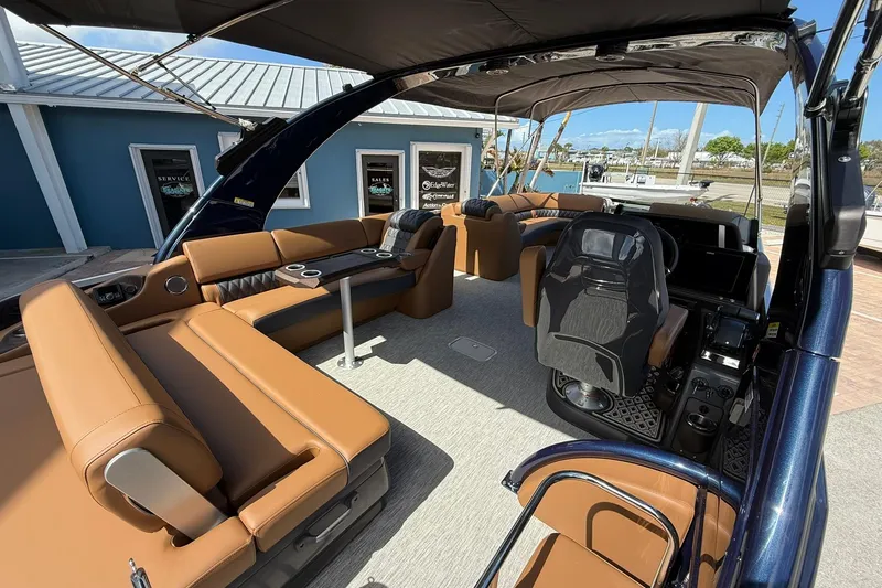 Slide: The Image of Luxurious interior of 2026 Bennington QX 30 QXSBA X2 Wide Beam pontoon boat. - 7