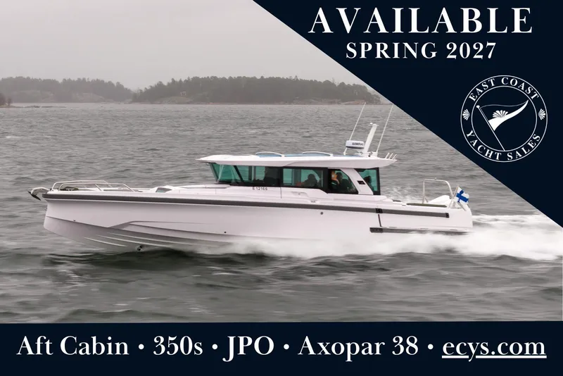 The Image of Axopar 38 Cross Cabin boat cruising, available spring 2027, East Coast Yacht Sales. - 1
