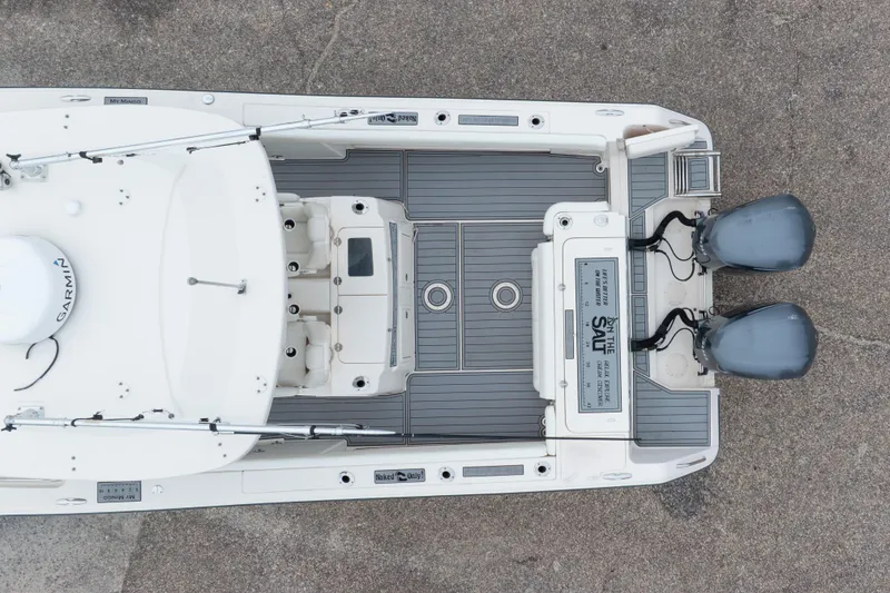 Slide: The Image of Overhead view of 2017 Grady-White Canyon 306 boat with dual engines. - 7