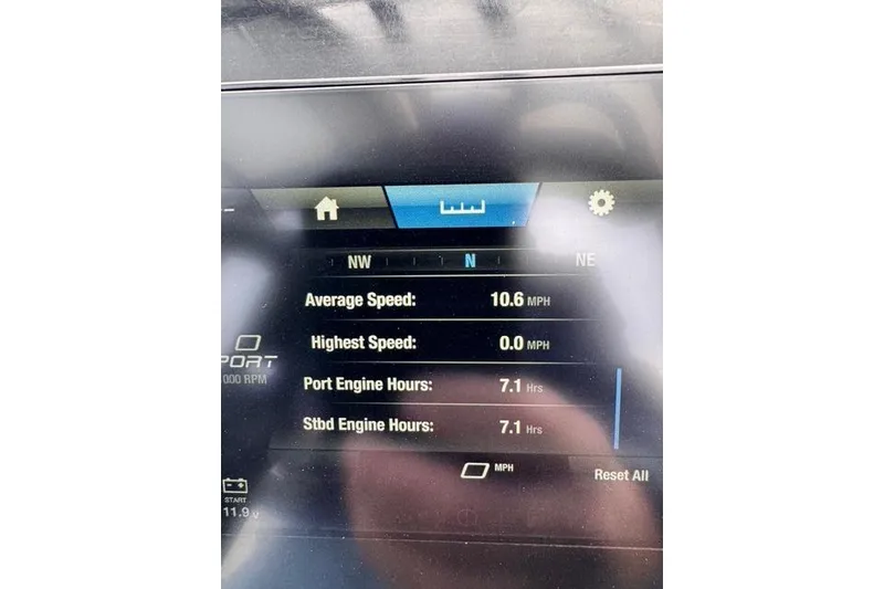 Slide: The Image of 2023 Yamaha Boats AR220 dashboard displaying speed and engine hours data. - 10