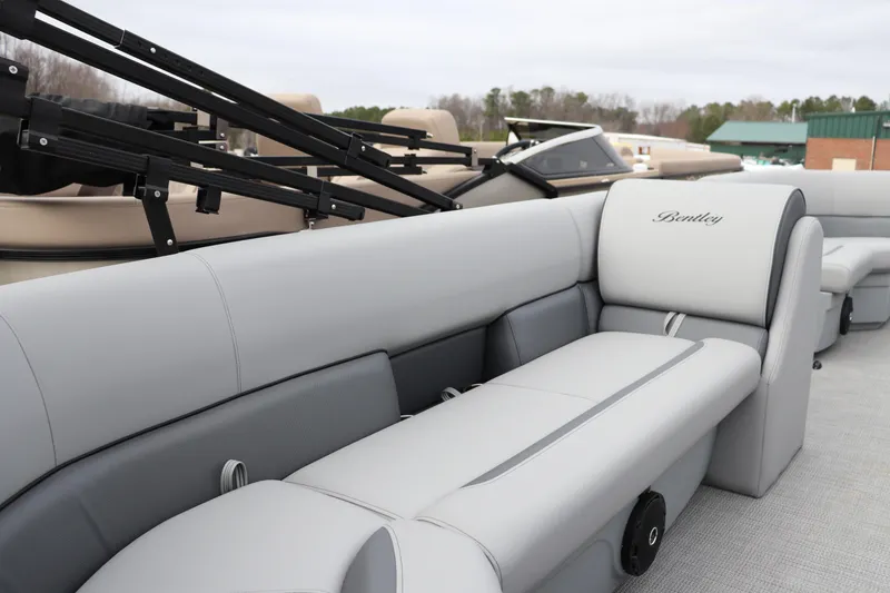 Slide: The Image of 2026 Bentley Pontoons 203 BOLT interior with luxurious seating and modern design. - 6