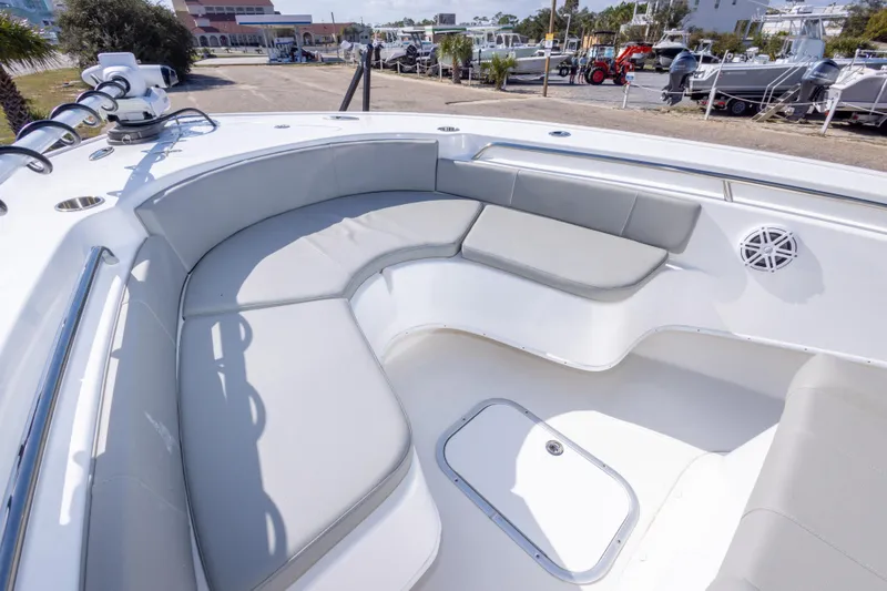 Slide: The Image of 2024 Cape Horn 24 XS boat with spacious seating and modern design. - 23