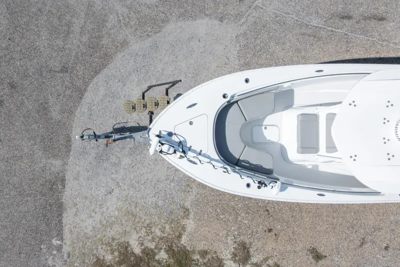Slide: The Image of Overhead view of 2024 Cape Horn 24 XS boat on a trailer. - 5